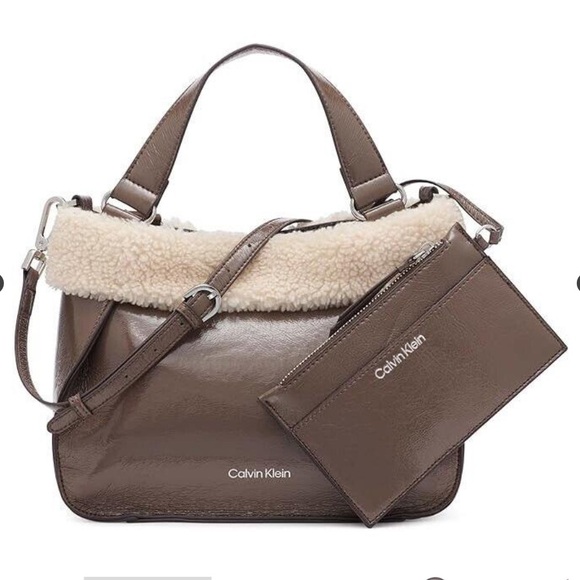 Calvin Klein Faux Fur Crossbody With Wristlet Pouch NWT - Picture 2 of 14